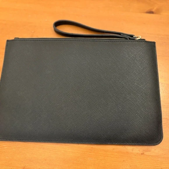Black Leather Wristlet Clutch - Picture 3 of 4